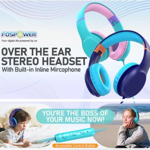 Kids Headphones - Wired - Stereo - Safe Volume Limit/Control - Microphone - Picture 12 of 12